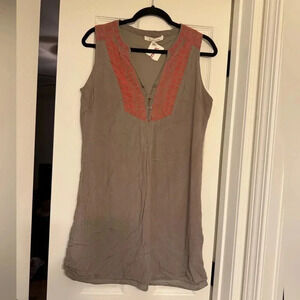 Solitaire Grey With Orange Embroidery Dress Size M